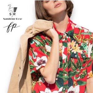 Sandrine Rose Women's Floral Button Down Shirt - Red